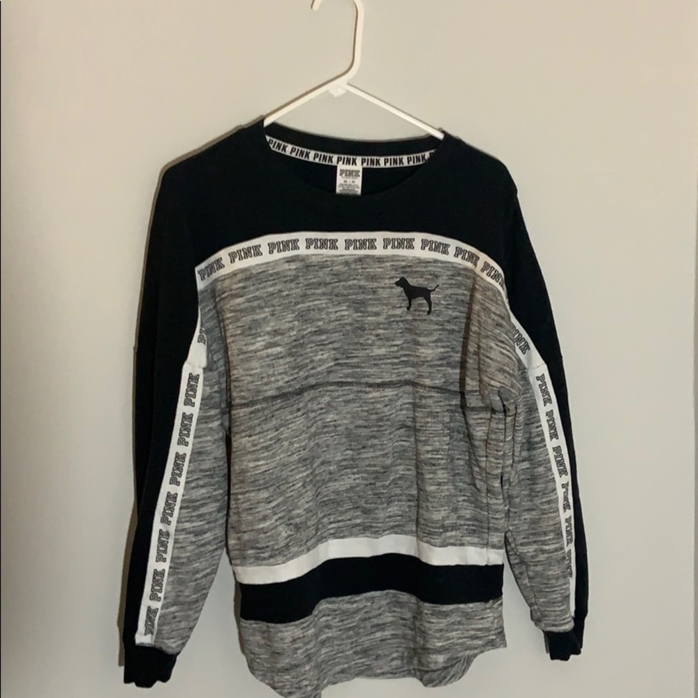 Pink VS black and white crew neck
